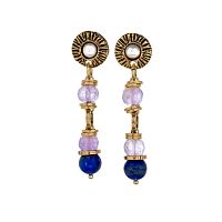 Серьги Alcozer&J, с лазуритом, аметистом и жемчугом, AL-O48HR25-R синий