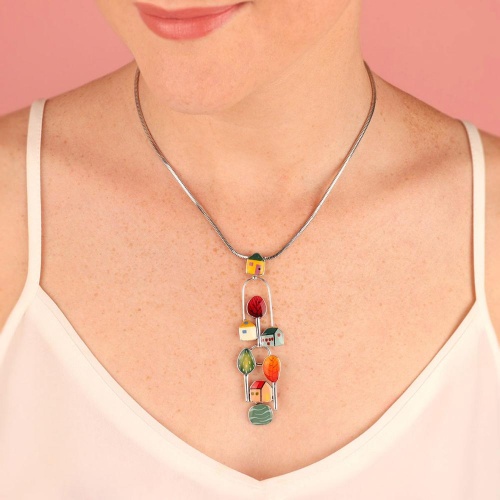 Колье TARATATA, Mon ptit village, с цветной смолой и узорами, TT-H25-03105-10M серебристый фото 2