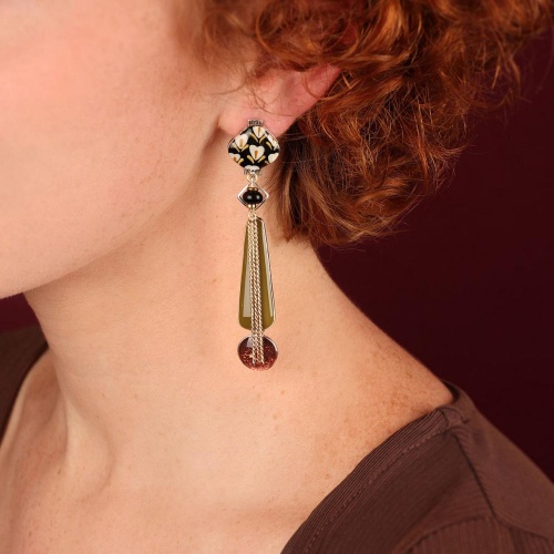 Серьги TARATATA, Etincelle, асимметрия, смола, бусина, гематит, TT-W25-08982-10M серебристый фото 2