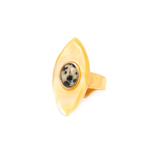 Кольцо Nature Bijoux, Karakorum, разъемное, перламутр, далматинская яшма, NB22.1-19-24391 золотистый