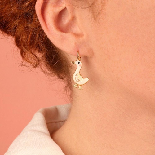 Серьги TARATATA, Plume, с цветной смолой и росписью, TT-E26-11799-201 белый фото 2