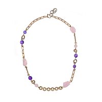Колье Alcozer&J, с розовым кварцем и аметистом, AL-C58KM25-R фиолетовый