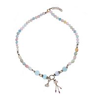 Колье Alcozer&J, аквамарин, розовый кварц, амазонит, агат, AL-C58DP25-R розовый