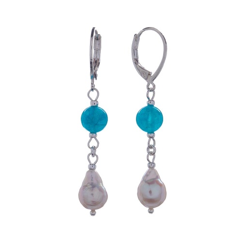Серьги Lanzerotti, Atlantide, с амазонитом и жемчугом, LZ-23.03-071 голубой