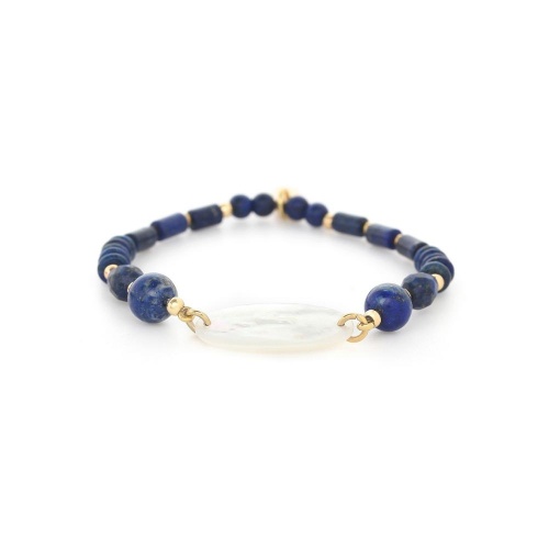 Браслет Nature Bijoux, Cobalt, стрейч, с лазуритом и перламутром, NB24.2-13-43990 синий