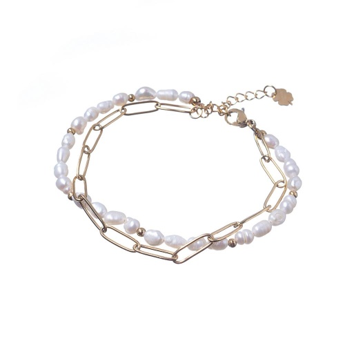 Браслет Moon Paris, двойной, с жемчугом, Mo-22.10-116 белый