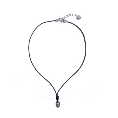 Колье Tra-la-ra, Tatoo, кожаное, с черепом и кристаллами, TLR24-522P208 красный фото 2