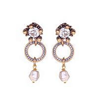 Серьги Celeste G, кристалл Swarovski, жемчуг и фианиты, CS26.1-1377 хрустальный