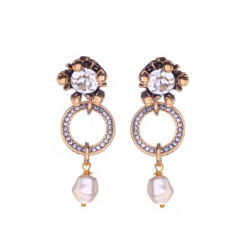 Серьги Celeste G, кристалл Swarovski, жемчуг и фианиты, CS26.1-1377 хрустальный