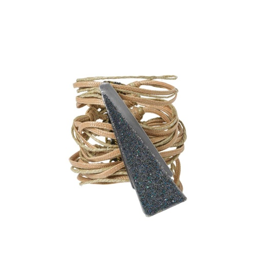 Браслет Katerina Vassou, Rebutia, кожаный, с кристаллами, KV24.1-309017B серебристый