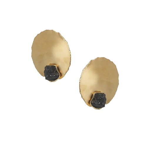 Серьги Katerina Vassou, Jovena, с позолоченным элементом и друзой агата, KV26.1-308380G черный фото 2