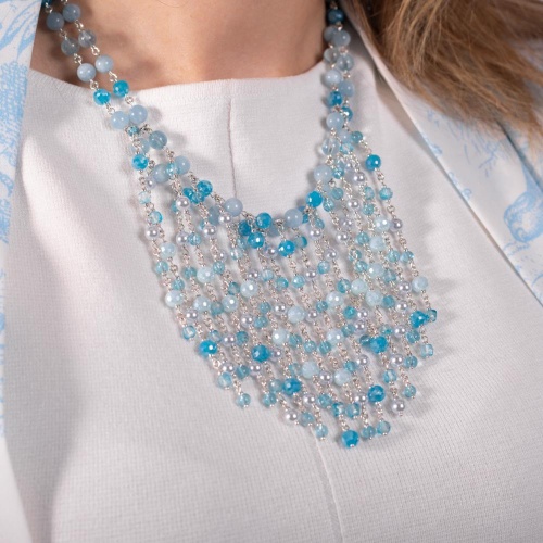 Колье Lanzerotti, Marino, с аквамарином, топазом и перламутром, LZ-25.06-176 голубой фото 2