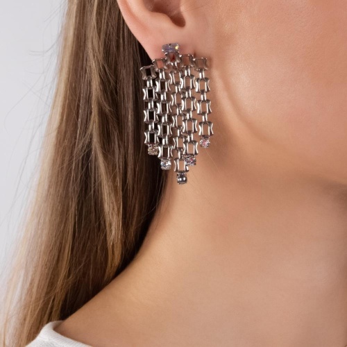 Серьги Crezus, Aries, с кристаллами и цепями, CZ24-24E11 серебристый фото 2
