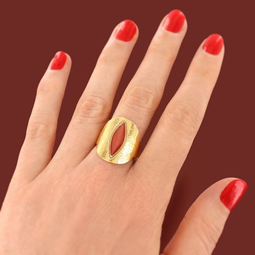 Кольцо TARATATA, Zebra, разъемное, смола, слюдяной порошок, TT-H25-04409-200 оранжевый фото 2