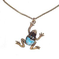 Колье Alcozer&J, лягушка, ларимар, жемчуг, Swarovski, AL2502-C128JF24 голубой