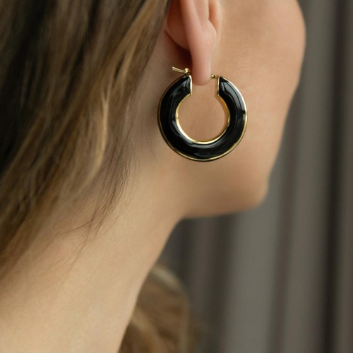 Серьги Francesca Bianchi, кольца, с эмалью, FB25.2-52S черный фото 2