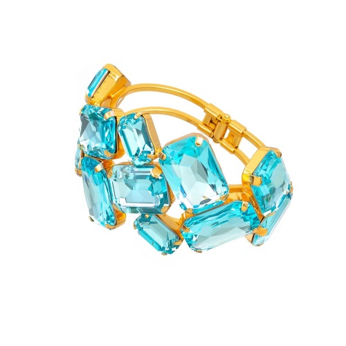 Браслет Celeste G, кафф с кристаллами Swarovski, CS26.1-1279 голубой