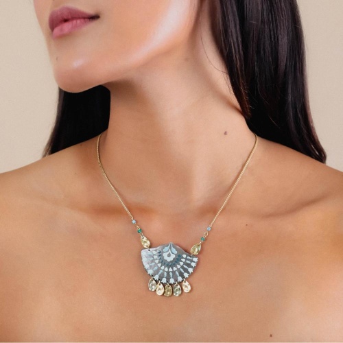 Колье Franck Herval, Talulah, аквамарин, амазонит,перламутр, эмаль, FH24.2-15-64012 золотистый фото 5