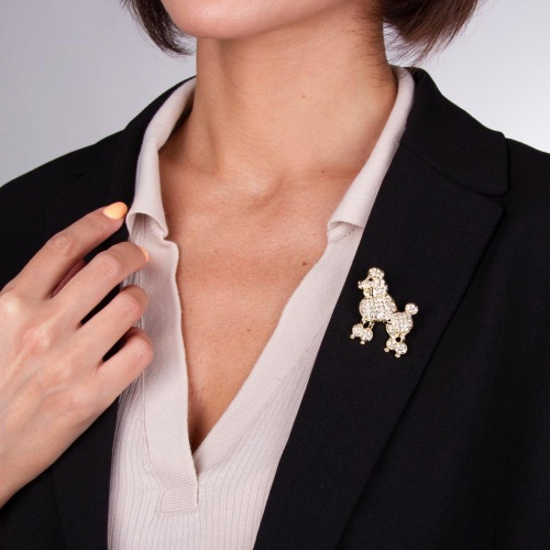 Брошь Moon Paris, Nord, пудель, с кристаллами, MoS-22.03-033 золотистый фото 3