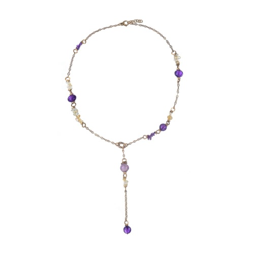 Колье Alcozer&J, с аметистом и цитрином, AL-C58NL25-R фиолетовый