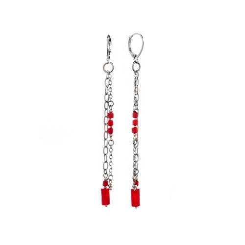 Серьги Lanzerotti, Caribi, с кораллом, LZ-26.06-150 красный