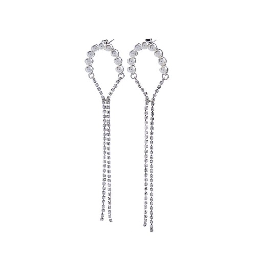 Серьги Moon Paris, Ringo, с жемчугом и кристаллами, MR-22.04-119 серебристый