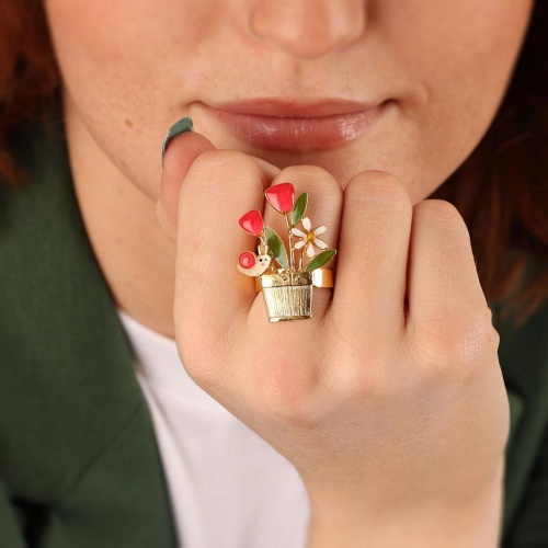 Кольцо TARATATA, Basilic, разъемное, с цветной смолой, TT-T23-04407-20M золотистый фото 7