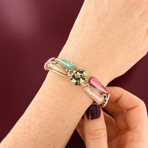 Браслет TARATATA, Etincelle, смола, слюдяной порошок, золотая краска, TT-W25-08315-10M серебристый фото 3