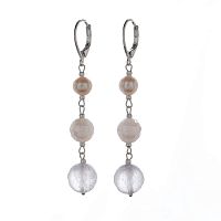 Серьги Lanzerotti, Monroe, авантюрин, жемчугом, розовый кварц, LZ-23.07-260 белый