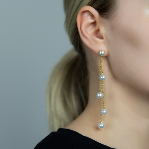 Серьги Catherine Bijoux, Orchid, удлиненные, с жемчугом, CB26.1-5628FG белый фото 2
