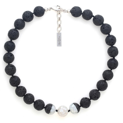 Колье Nature Bijoux, Volcan, с перламутром и вулканической лавой, NB25.2-15-43593 черный