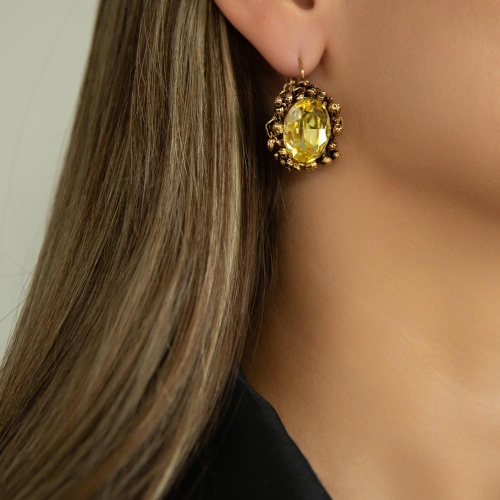 Серьги Celeste G, с кристаллом Swarovski, CS25.1-2078 желтый фото 2