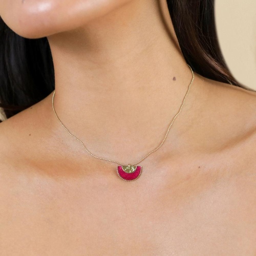 Колье Franck Herval, Marly, с ракушкой Capiz в смоле, FH25.2-15-64432 бордовый фото 3