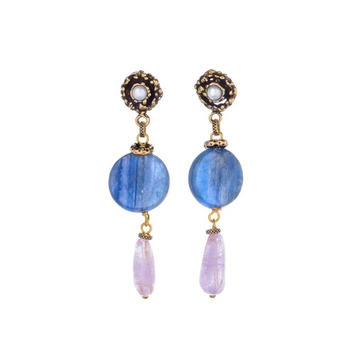 Серьги Alcozer&J, с содалитом, аметистом и жемчугом, AL-O48CY22-R синий