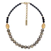 Колье Nature Bijoux, Kinshasa, ракушка Capiz, яшма, рудракша, гематит, NB26.2-15-43981 серый