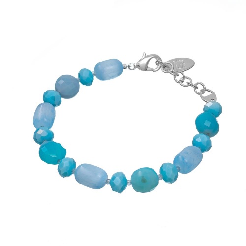Браслет Lanzerotti, Marino, агат, селенит, аквамарин, кристаллы, LZ-25.06-190 голубой