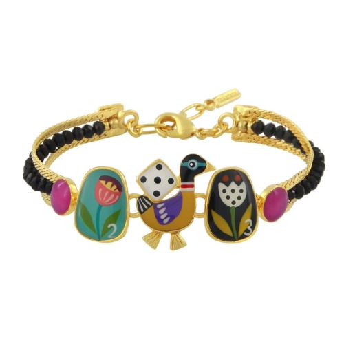 Браслет TARATATA, Jeu De L`oie, с цветной смолой и стеклянными бусинами, TT-H24-01302-20M золотистый