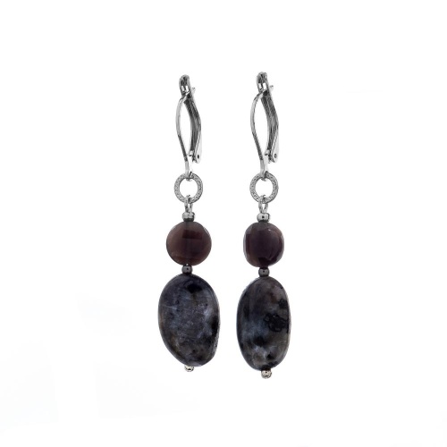 Серьги Lanzerotti, Pianoforte, с яшмой, обсидианом и перламутром, LZ-26.01-012 серый