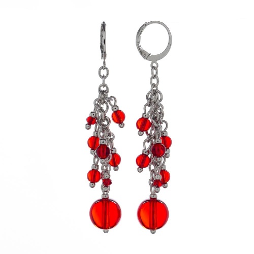 Серьги Lanzerotti, Crespino, с кристаллами и стеклянными бусинами, LZ-23.05-242 красный