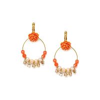 Серьги Franck Herval, Clea, авантюрин, Swarovski, жемчуг, эмаль, FH23.2-12-68198 оранжевый