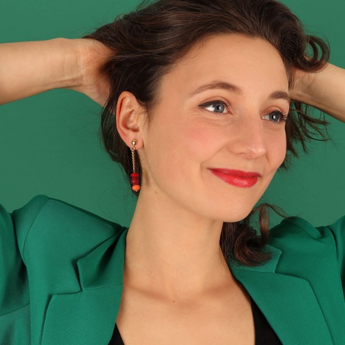 Серьги TARATATA, Glam Rock, со стеклянными бусинами, TT-H23-08936-203 красный фото 4