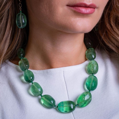 Колье Lanzerotti, Ispirazione, флюорит, пренит, цирконий, гематит, LZ-24.10-459 зеленый фото 2