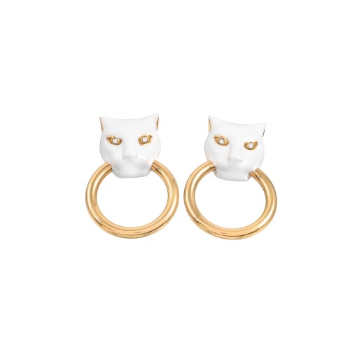 Серьги Polina Firenze, пантера с кристаллами и эмалью, PF26.1-OR2674 белый