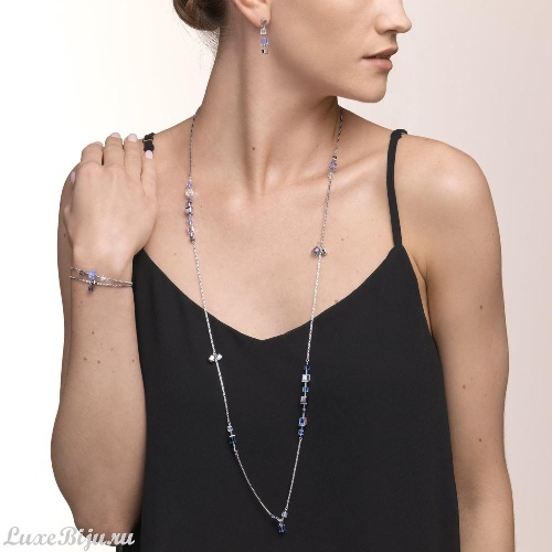 Длинное колье Crystals Silver-Blue 5066/10-0700 фото 3