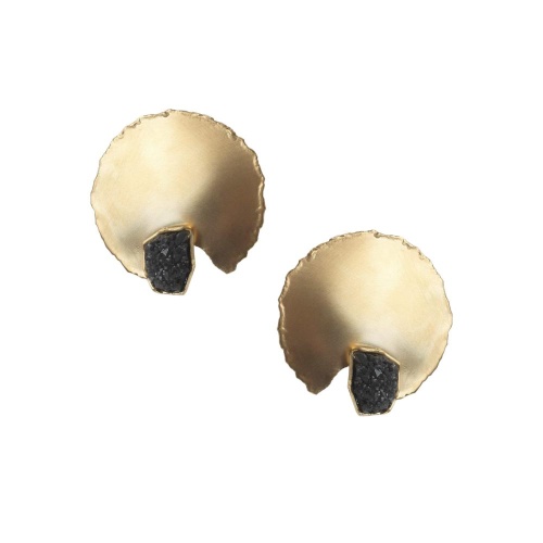 Серьги Katerina Vassou, Jovena, с позолоченным элементом и друзой агата, KV26.1-308380G черный