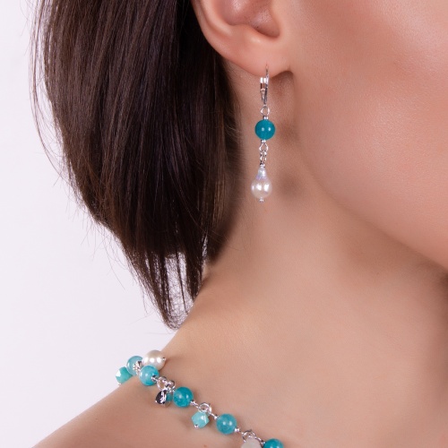 Серьги Lanzerotti, Atlantide, с амазонитом и жемчугом, LZ-23.03-071 голубой фото 3