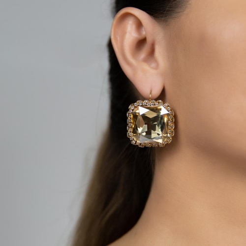 Серьги Celeste G, с кристаллом Swarovski и фианитами, CS26.1-1867 золотистый фото 2