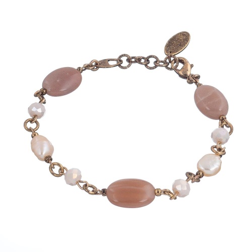 Браслет Lanzerotti, Pesca, жемчуг, кристаллы, лунный камень, LZ-24.05-244 бежевый