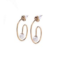 Серьги Moon Paris, с жемчугом, Mo-22.10-082 золотистый