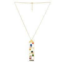 Колье TARATATA, Curieuse, цветная смола, роспись, яшма Камбаба, TT-E26-01102-20M золотистый